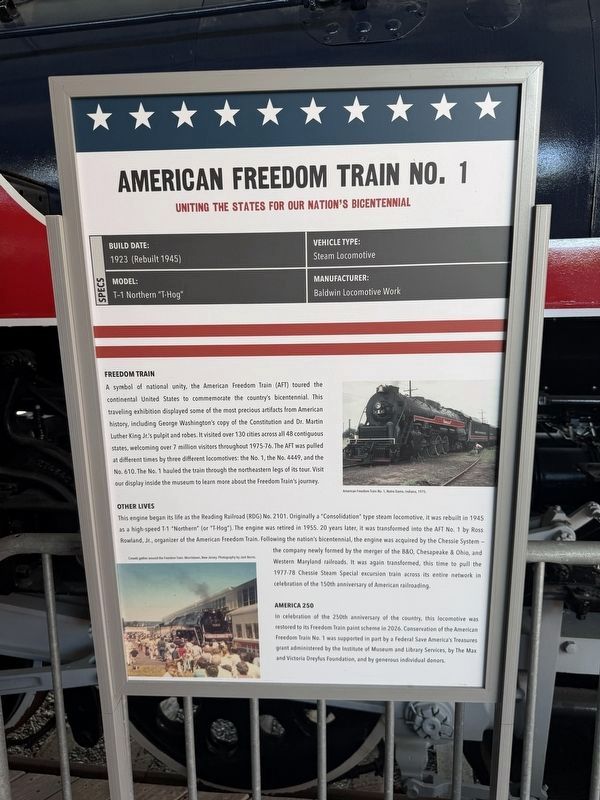 American Freedom Train No. 1 Marker. Click for full size. American Freedom Train No. 1 Marker image. Click for full size.