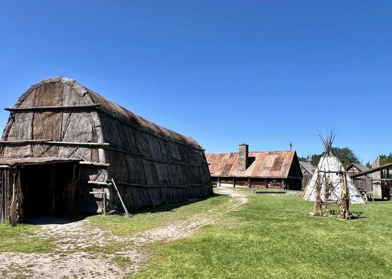 Reconstructed Indigenous and French structures at Saint-Marie Among the Hurons. Click for full size. Reconstructed Indigenous and French structures at Saint-Marie Among the Hurons image. Click for full size.