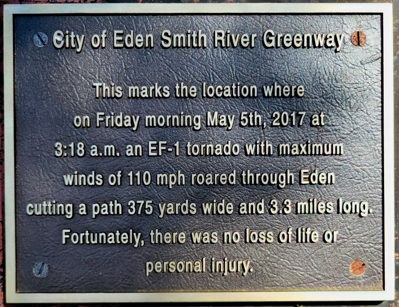 City of Eden Smith River Greenway Marker. Click for full size. City of Eden Smith River Greenway Marker image. Click for full size.