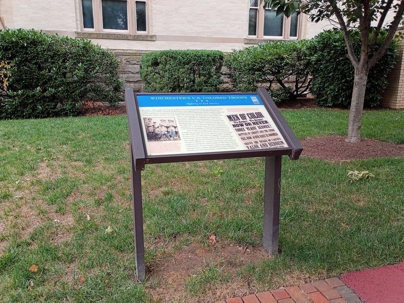 Winchester's U.S. Colored Troops Marker. Click for full size. Winchester's U.S. Colored Troops Marker image. Click for full size.