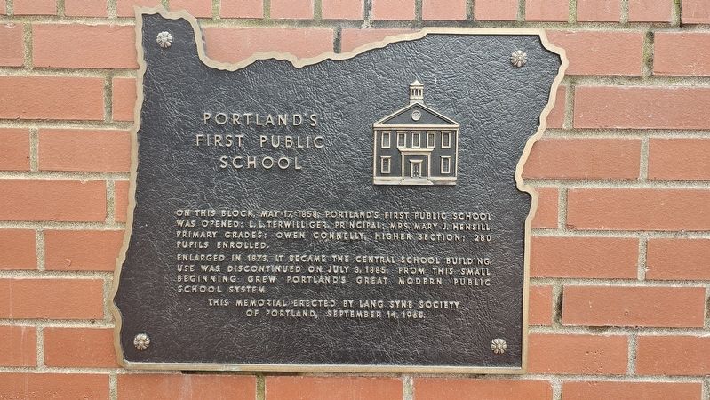 Portland's First Public School Marker. Click for full size. Portland's First Public School Marker image. Click for full size.