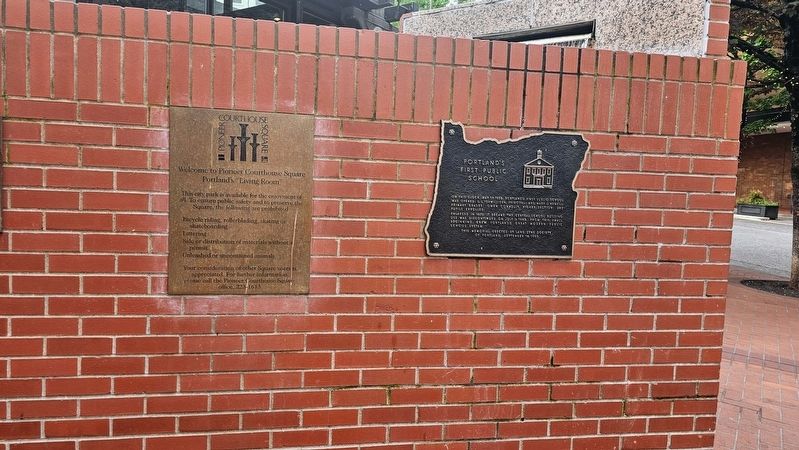 Portland's First Public School Marker. Click for full size. Portland's First Public School Marker image. Click for full size.