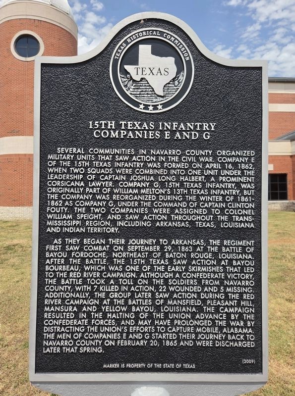 15th Texas Infantry Companies E and G Marker image. Click for full size.