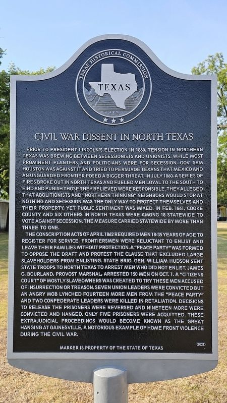 Civil War Dissent In North Texas Marker. Click for full size. Civil War Dissent In North Texas Marker image. Click for full size.
