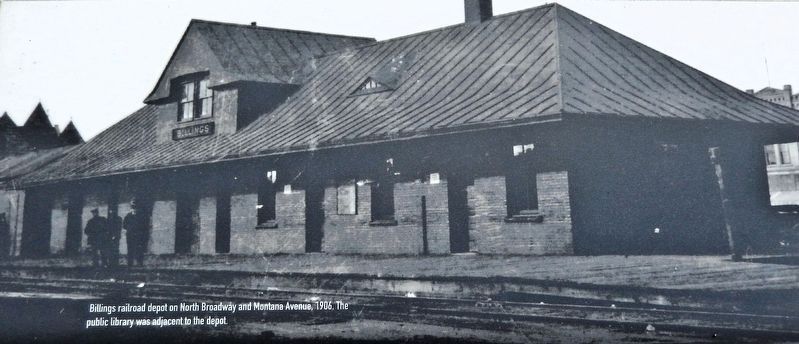 Marker detail: Billings Railroad Depot image. Click for full size.