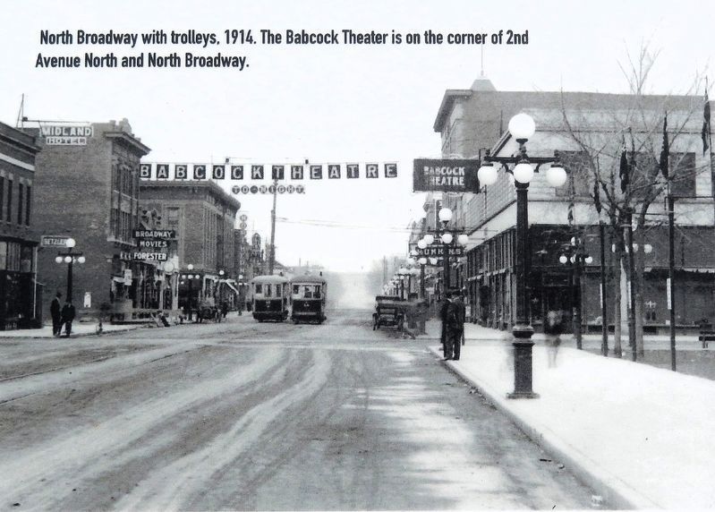 Marker detail: North Broadway with Trolleys, 1914 image. Click for full size.