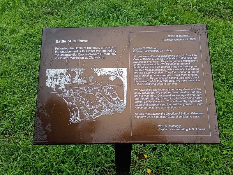 Battle of Bulltown Marker. Click for full size. Battle of Bulltown Marker image. Click for full size.