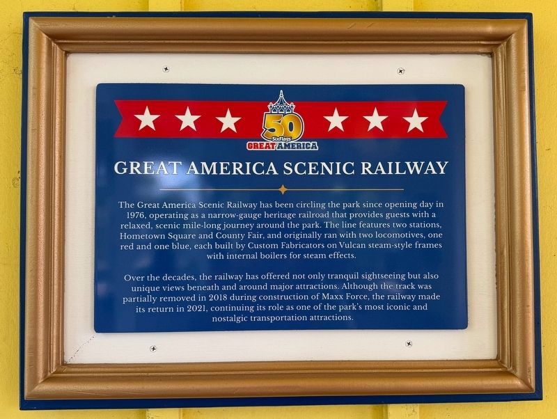 Great America Scenic Railway Marker. Click for full size. Great America Scenic Railway Marker image. Click for full size.