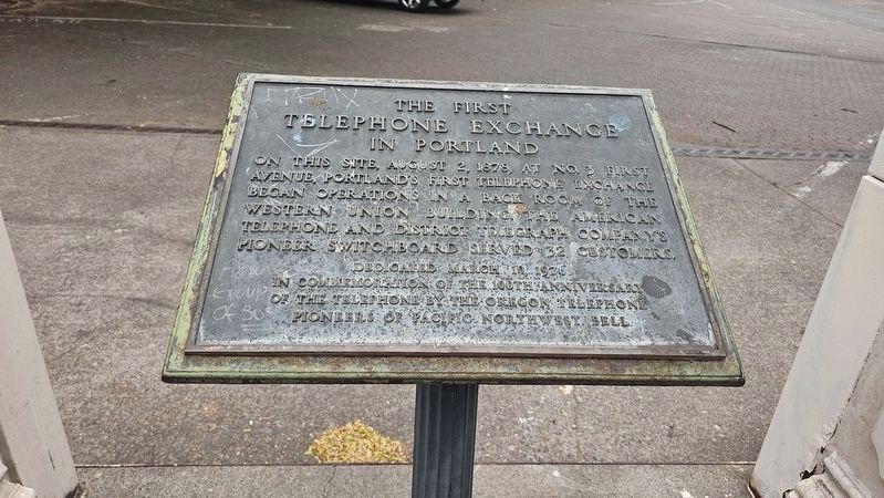 The First Telephone Exchange in Portland Marker. Click for full size. The First Telephone Exchange in Portland Marker image. Click for full size.