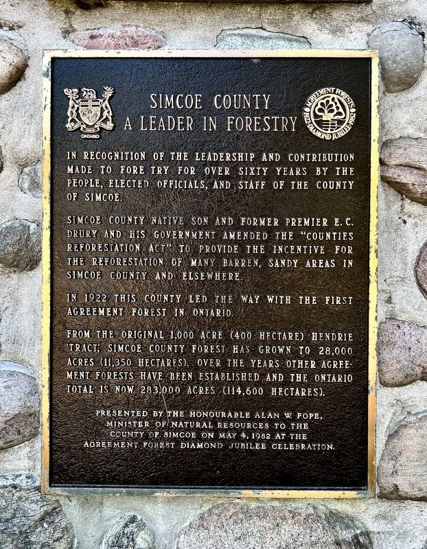 Simcoe County a Leader in Forestry Marker. Click for full size. Simcoe County a Leader in Forestry Marker image. Click for full size.