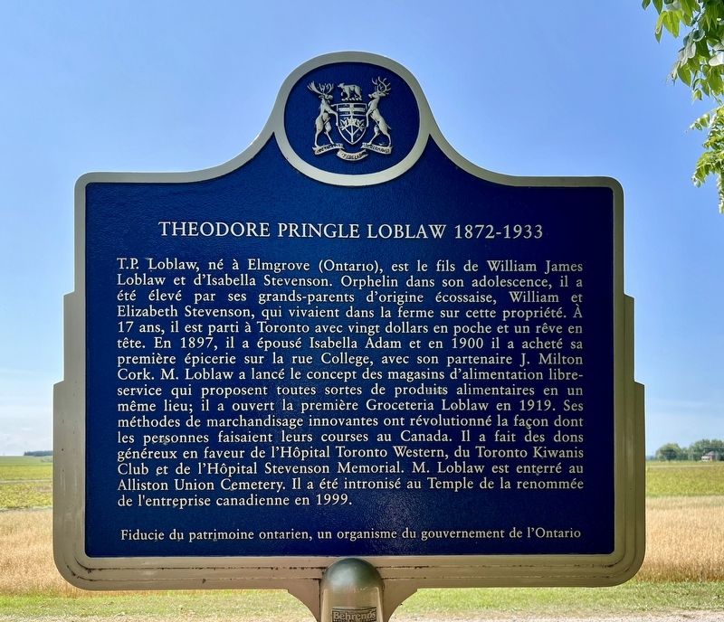Theodore Pringle Loblaw 1872-1933 Marker (fran�ais) image. Click for full size.