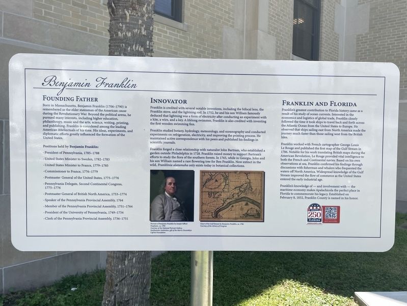 Benjamin Franklin Marker. Click for full size. Benjamin Franklin Marker image. Click for full size.