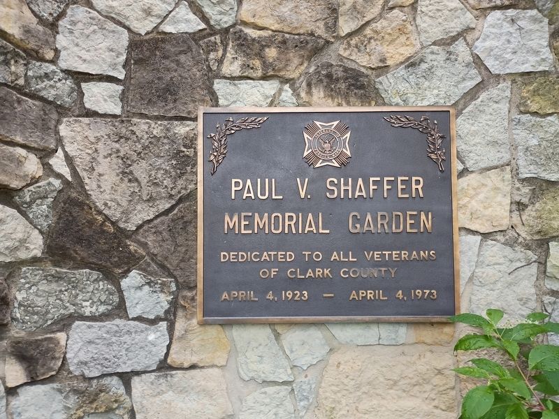 Paul V. Shaffer Memorial Garden Marker. Click for full size. Paul V. Shaffer Memorial Garden Marker image. Click for full size.