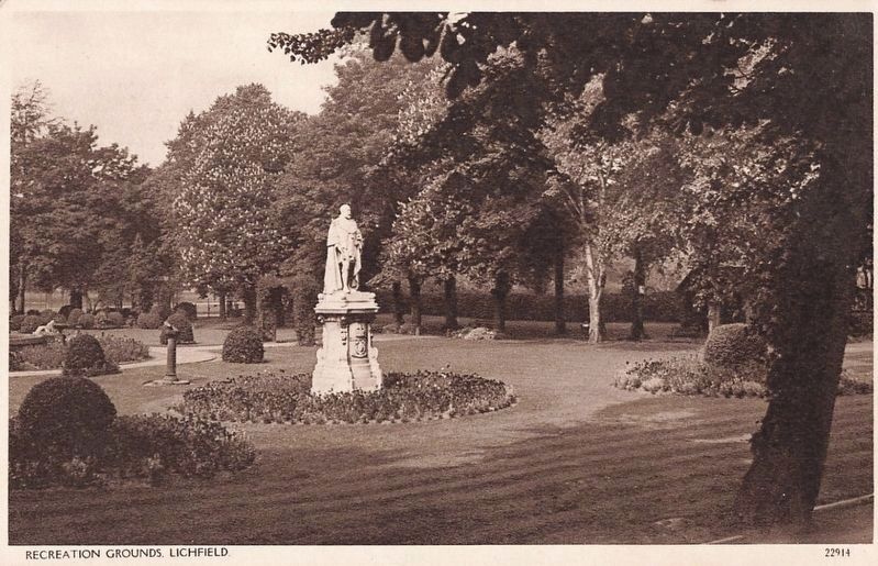 Lichfield Recreational Grounds with statue of Edward VII. Click for full size. Lichfield Recreational Grounds with statue of Edward VII image. Click for full size.