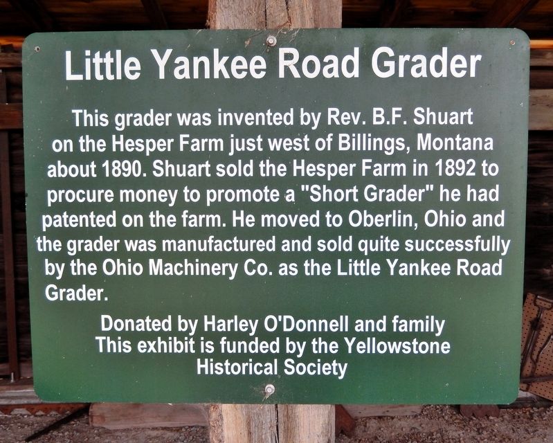 Little Yankee Road Grader Marker. Click for full size. Little Yankee Road Grader Marker image. Click for full size.