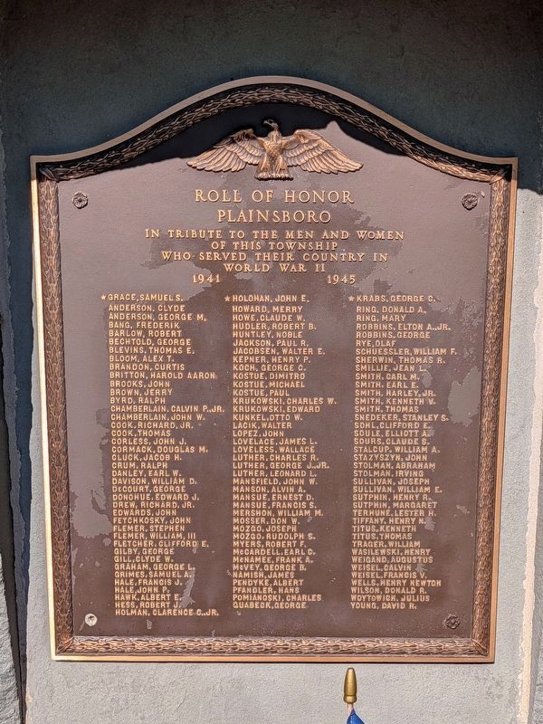 Plainsboro Roll of Honor. Click for full size. Plainsboro Roll of Honor image. Click for full size.