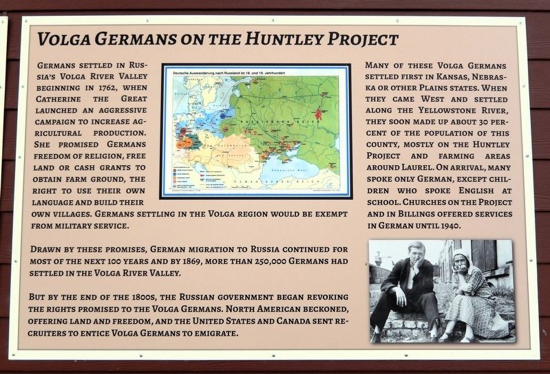 Volga Germans on the Huntley Project Marker. Click for full size. Volga Germans on the Huntley Project Marker image. Click for full size.