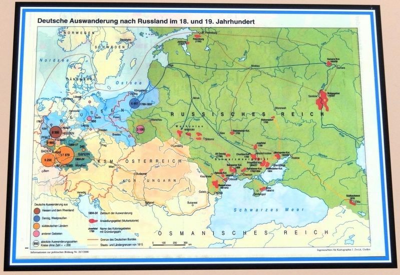 Marker detail: German emigration to Russia in the 18th and 19th Centuries. Click for full size. Marker detail: German emigration to Russia in the 18th and 19th Centuries image. Click for full size.