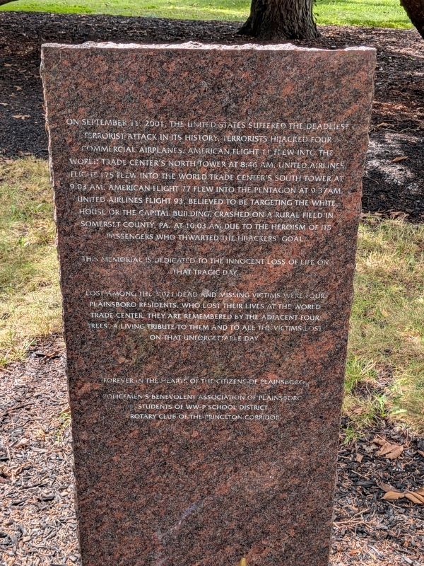 Plainsboro September 11 Memorial. Click for full size. Plainsboro September 11 Memorial image. Click for full size.