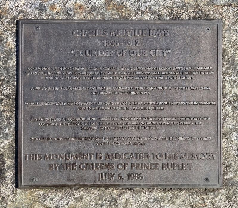 Charles Melville Hays Marker. Click for full size. Charles Melville Hays Marker image. Click for full size.