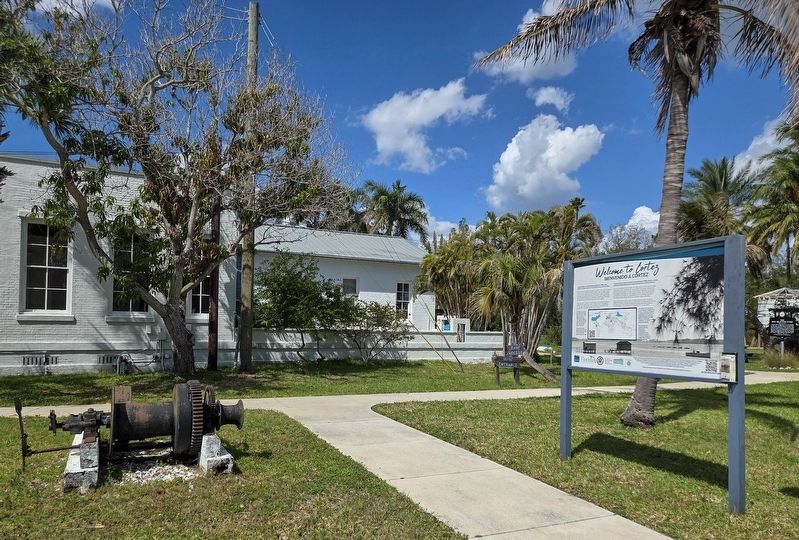 Welcome to Cortez/Bienvenido a Cortez Marker south of the Florida Maritime Museum. Click for full size. Welcome to Cortez/Bienvenido a Cortez Marker south of the Florida Maritime Museum image. Click for full size.