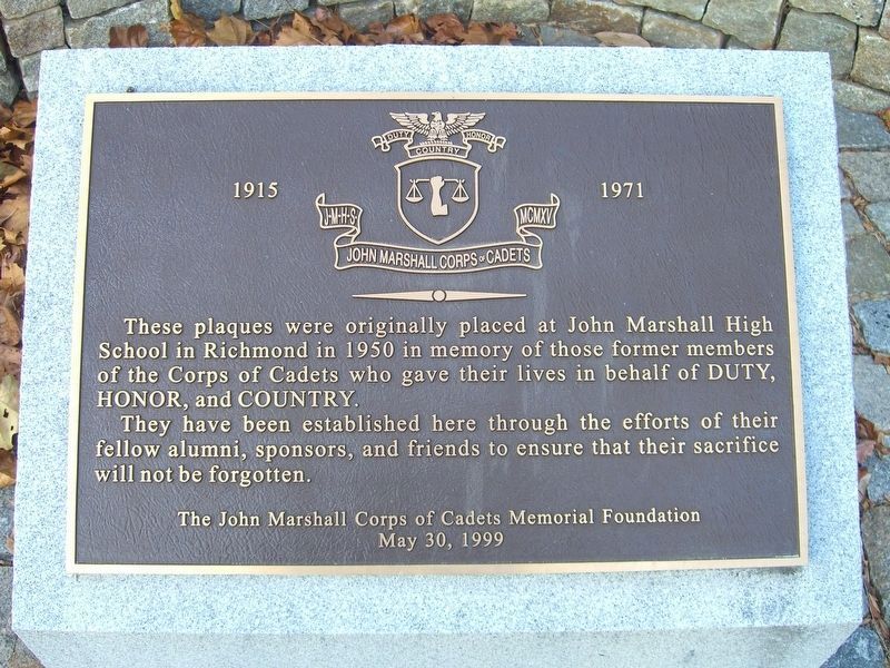 John Marshall High School Cadet War Memorial image. Click for full size.