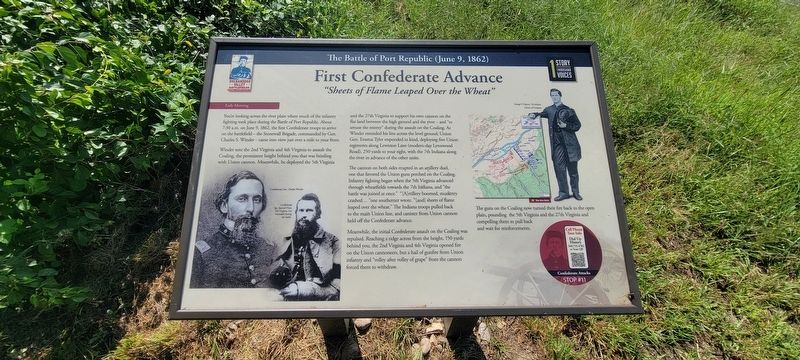 First Confederate Advance Marker. Click for full size. First Confederate Advance Marker image. Click for full size.