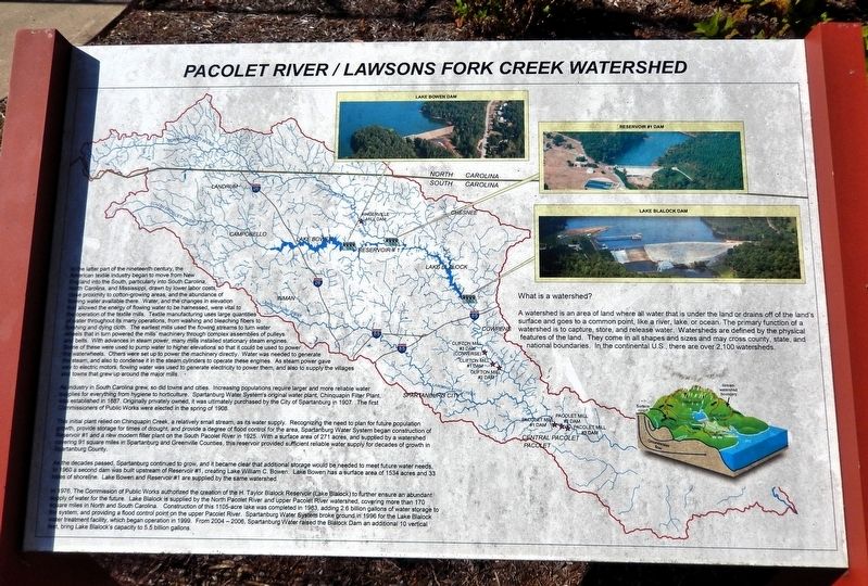 Pacolet River/Lawsons Fork Creek Watershed Marker. Click for full size. Pacolet River/Lawsons Fork Creek Watershed Marker image. Click for full size.