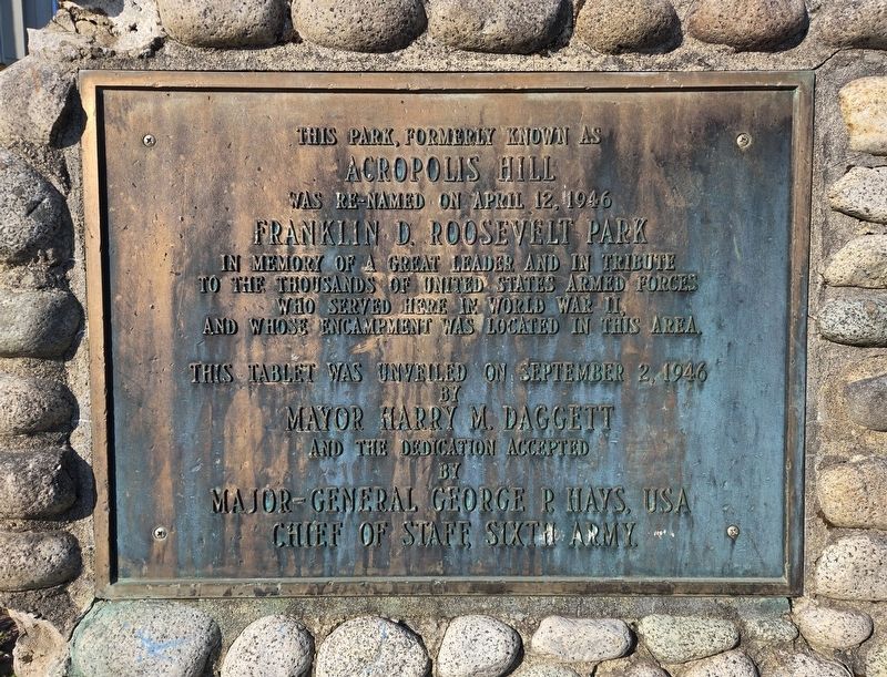 Franklin D. Roosevelt Park Marker. Click for full size. Franklin D. Roosevelt Park Marker image. Click for full size.