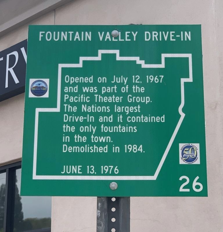 Fountain Valley Drive-In Marker. Click for full size. Fountain Valley Drive-In Marker image. Click for full size.