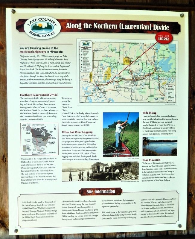 Along the Northern (Laurentian) Divide Marker. Click for full size. Along the Northern (Laurentian) Divide Marker image. Click for full size.