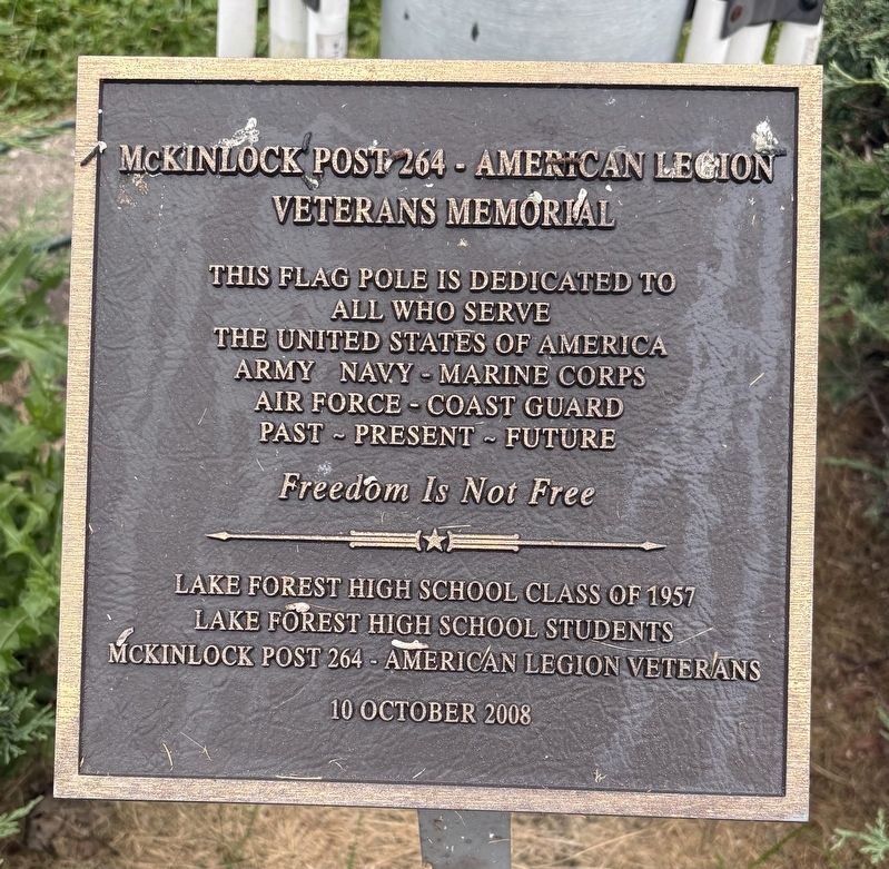 McKinlock Post 264 American Legion Veterans Memorial Marker. Click for full size. McKinlock Post 264 American Legion Veterans Memorial Marker image. Click for full size.