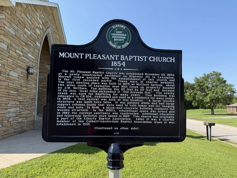 Mt Pleasant Baptist Church Marker. Click for full size. Mt Pleasant Baptist Church Marker image. Click for full size.