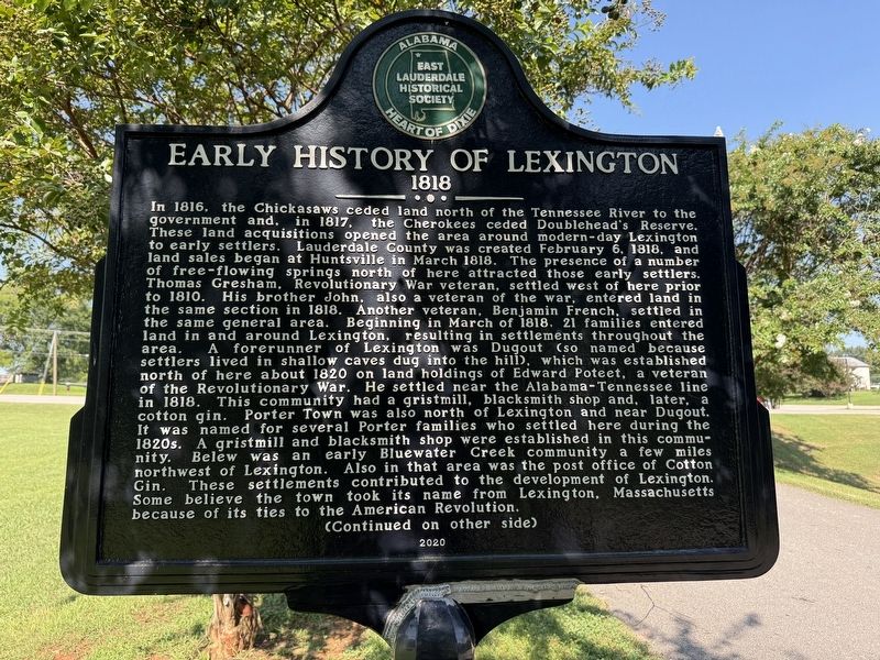 Early History of Lexington Marker. Click for full size. Early History of Lexington Marker image. Click for full size.