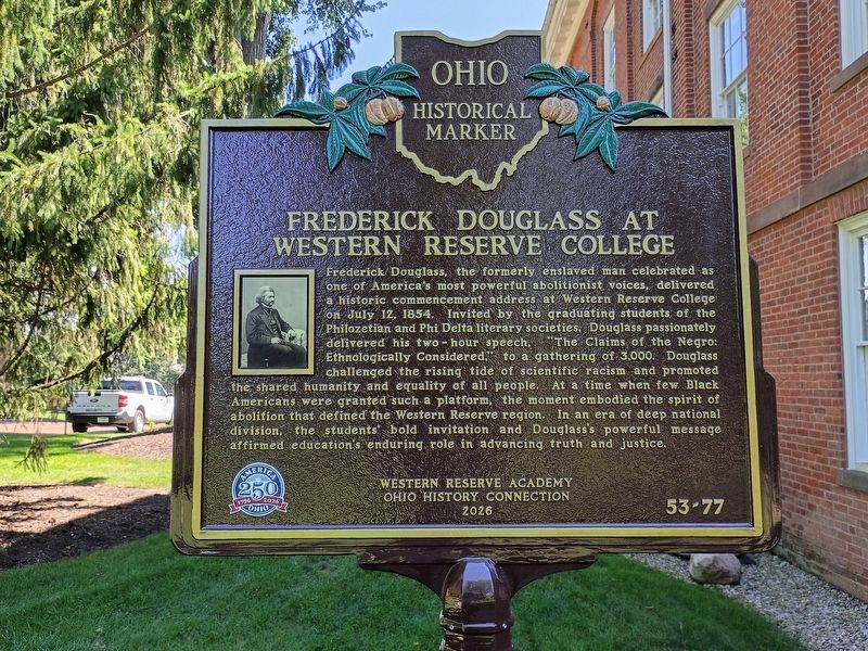 Frederick Douglass at Western Reserve College Marker. Click for full size. Frederick Douglass at Western Reserve College Marker image. Click for full size.