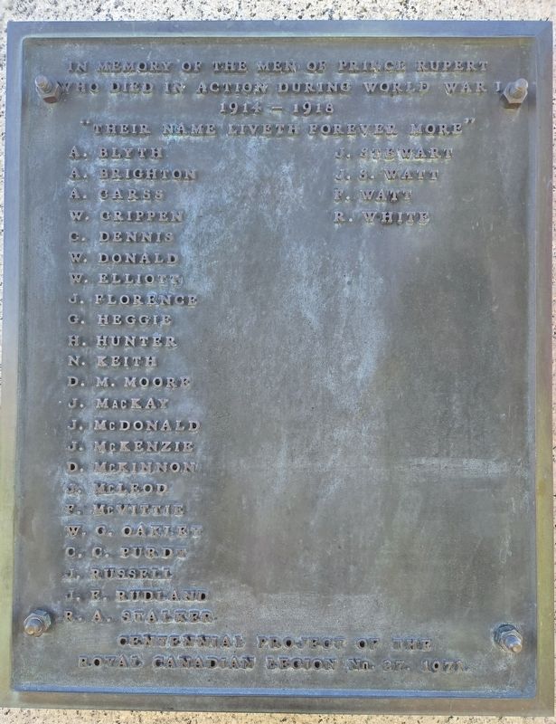 Prince Rupert Cenotaph Marker. Click for full size. Prince Rupert Cenotaph Marker image. Click for full size.