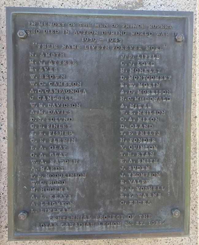Prince Rupert Cenotaph Marker. Click for full size. Prince Rupert Cenotaph Marker image. Click for full size.