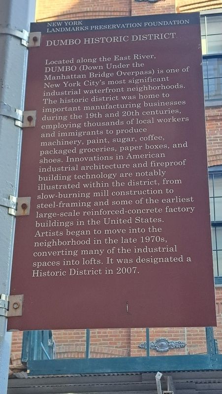 Dumbo Historic District Marker. Click for full size. Dumbo Historic District Marker image. Click for full size.
