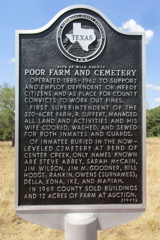 Site of Wise County Poor Farm & Cemetery Marker image. Click for full size.