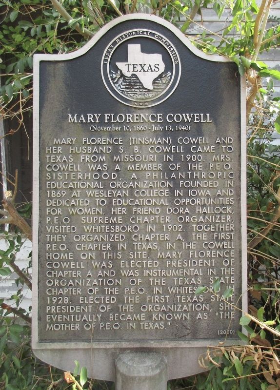 Mary Florence Cowell Marker. Click for full size. Mary Florence Cowell Marker image. Click for full size.