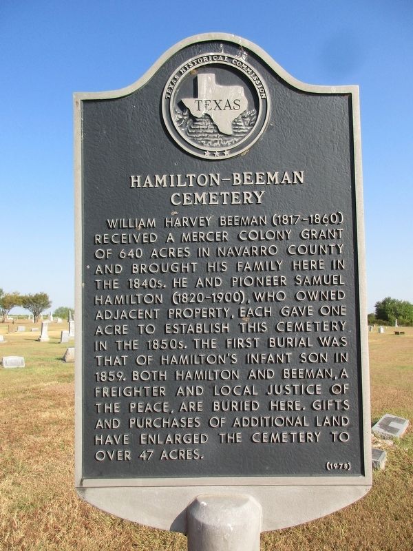 Hamilton-Beeman Cemetery Marker image. Click for full size.