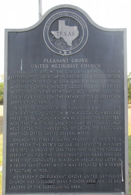Pleasant Grove United Methodist Church Marker. Click for full size. Pleasant Grove United Methodist Church Marker image. Click for full size.