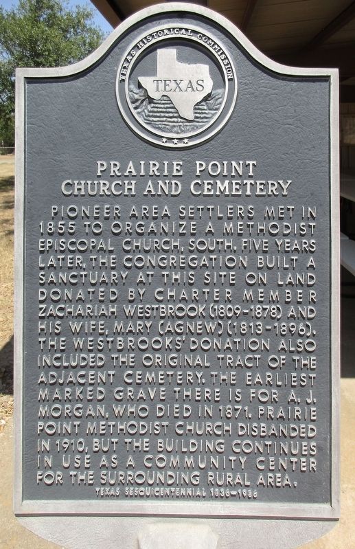 Prairie Point Church and Cemetery Marker. Click for full size. Prairie Point Church and Cemetery Marker image. Click for full size.
