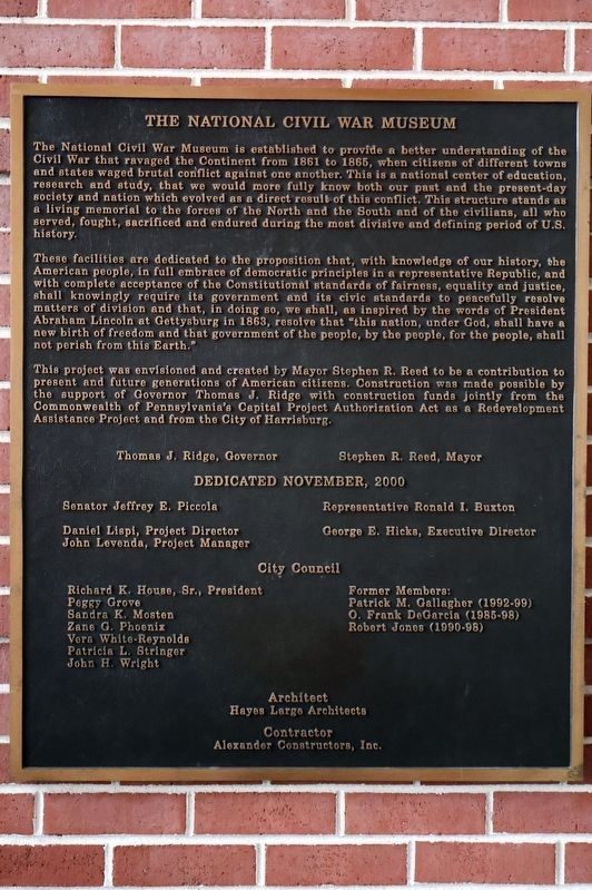 The National Civil War Museum plaque. Click for full size. The National Civil War Museum plaque image. Click for full size.