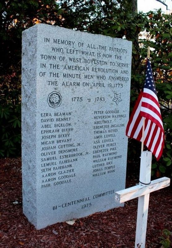 West Boylston Revolutionary War Memorial. Click for full size. West Boylston Revolutionary War Memorial image. Click for full size.