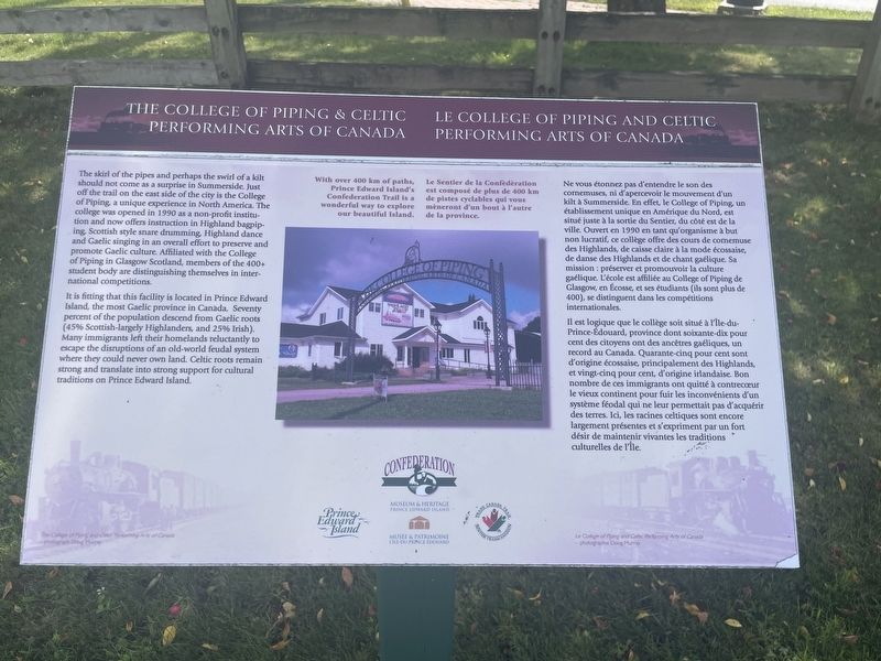 The College of Piping & Celtic Performing Arts of Canada Marker. Click for full size. The College of Piping & Celtic Performing Arts of Canada Marker image. Click for full size.