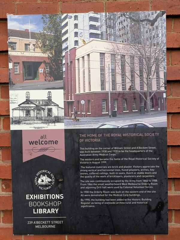 The Home of the Historical Society of Victoria Marker image. Click for full size.