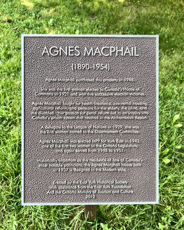Agnes MacPhail Marker image. Click for full size.