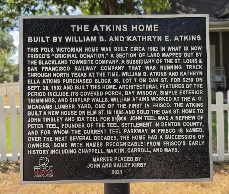 The Atkins Home Marker. Click for full size. The Atkins Home Marker image. Click for full size.