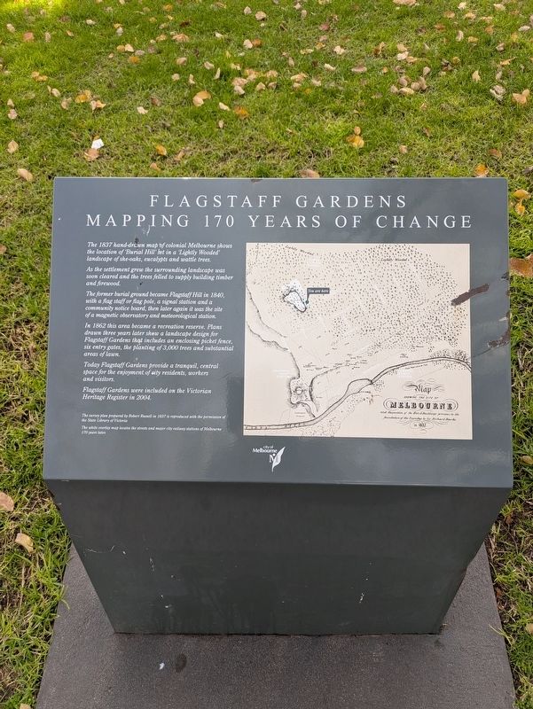 Flagstaff Gardens - Mapping 170 Years of Change Marker. Click for full size. Flagstaff Gardens - Mapping 170 Years of Change Marker image. Click for full size.
